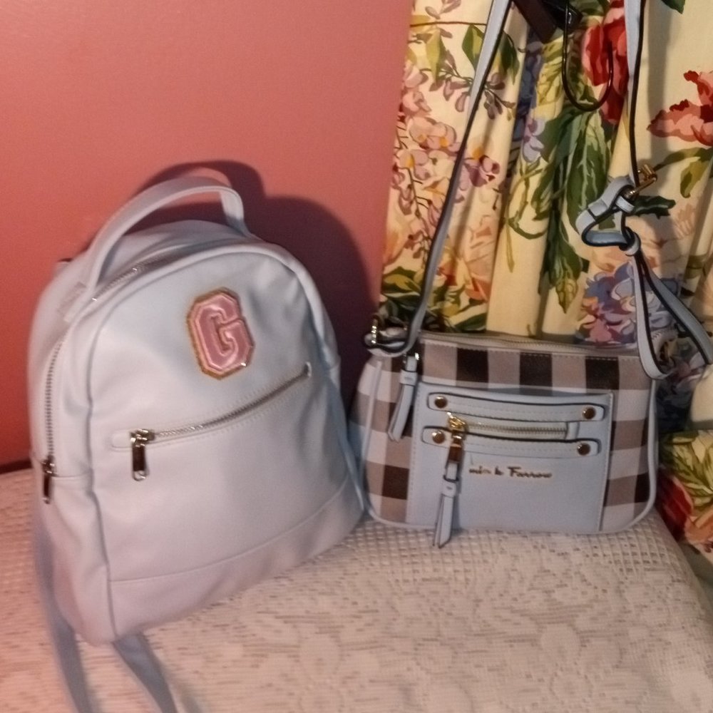 BUNDLE OF 2 BLUE WILD FABLE MINI BACKPACK AND MIA K FARROW CROSSBODY PURSE
